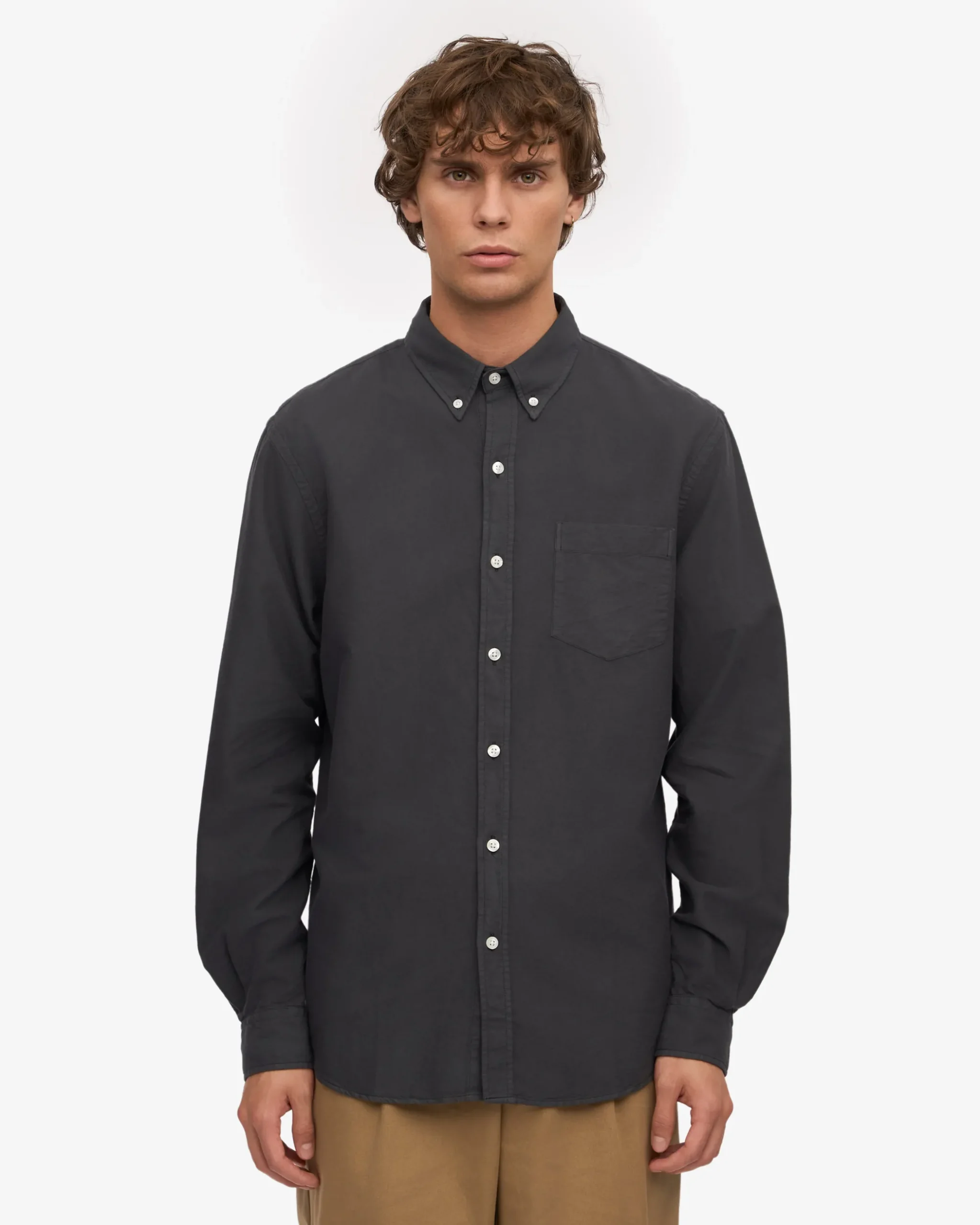 Organic Button Down Shirt - Lava Grey