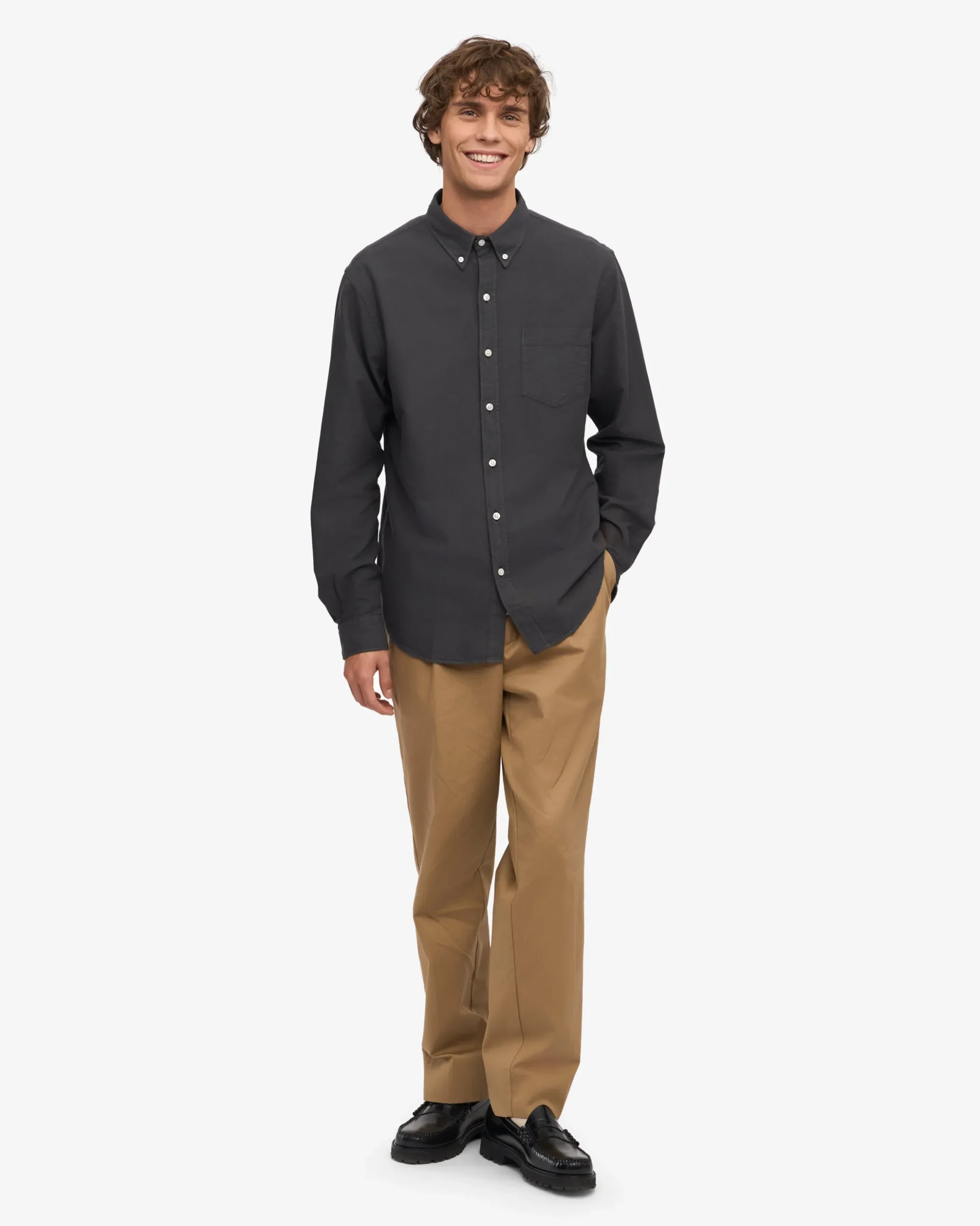 Organic Button Down Shirt - Lava Grey