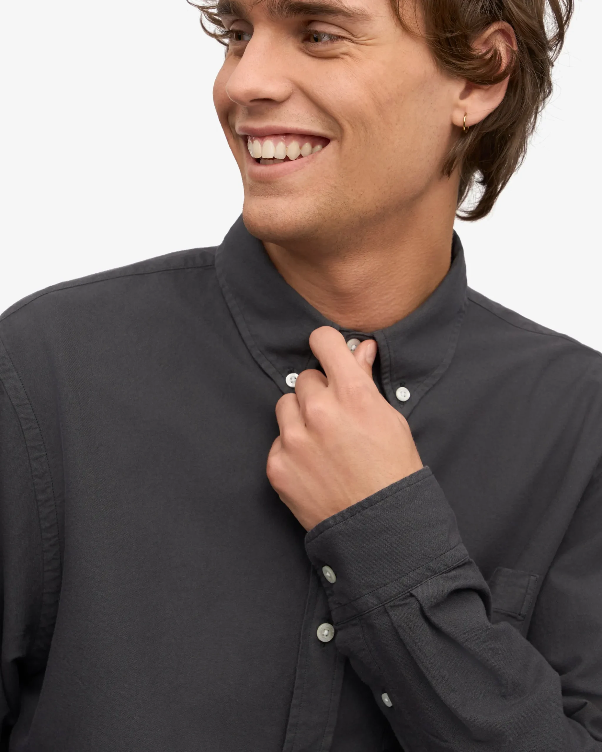 Organic Button Down Shirt - Lava Grey