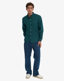 Organic Button Down Shirt - Ocean Green