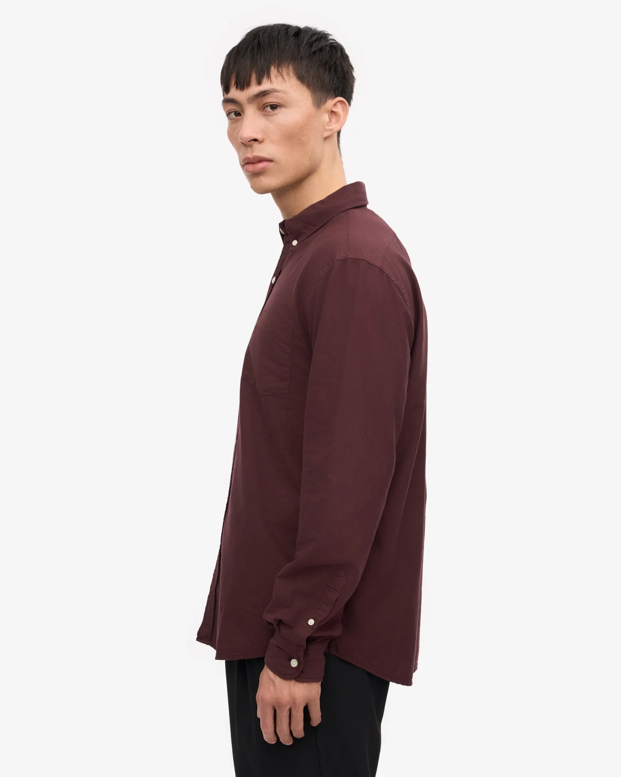 Organic Button Down Shirt - Oxblood Red