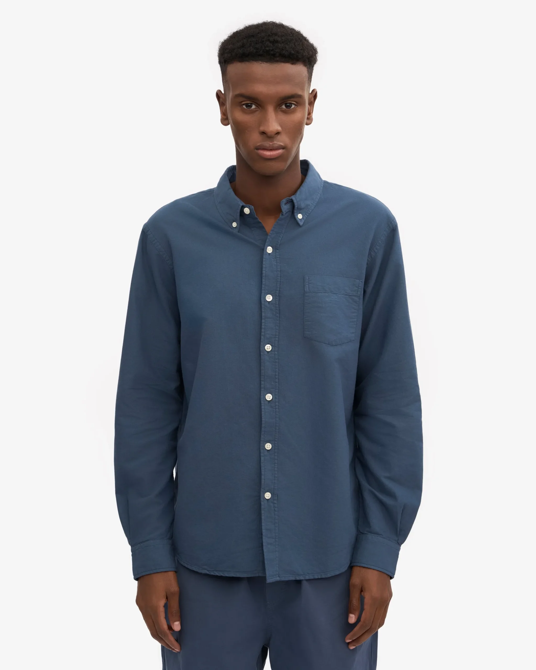 Organic Button Down Shirt - Petrol Blue