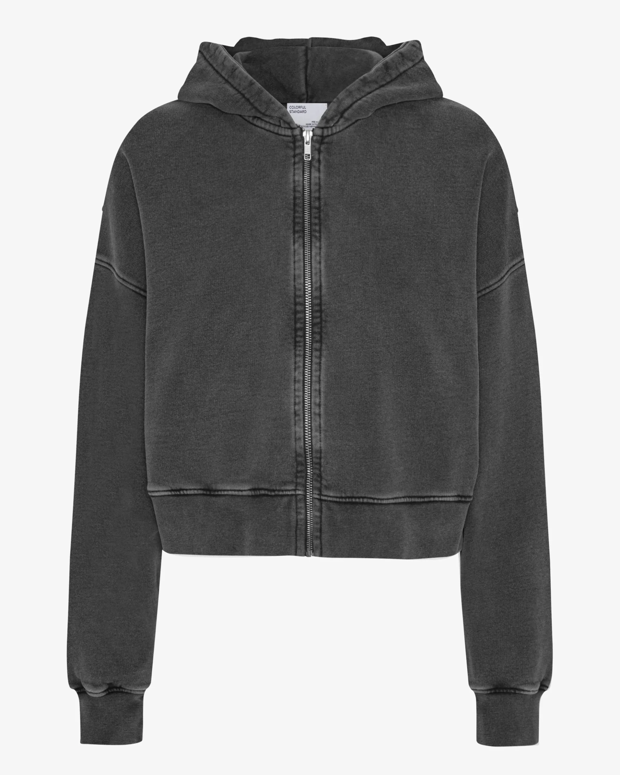 Organic Crop Zip Hood - Faded Black