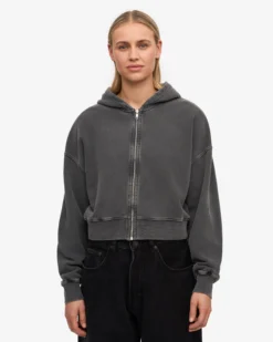 Organic Crop Zip Hood - Faded Black