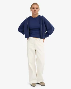 Organic Crop Zip Hood - Marine Blue