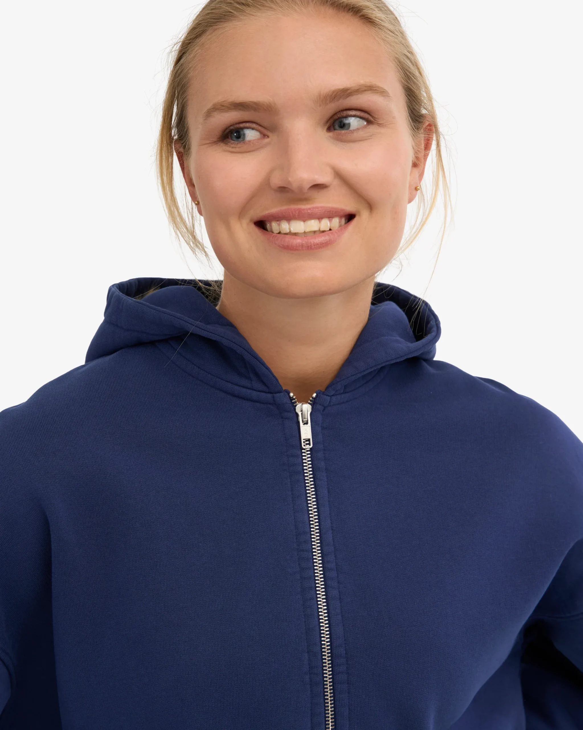 Organic Crop Zip Hood - Marine Blue