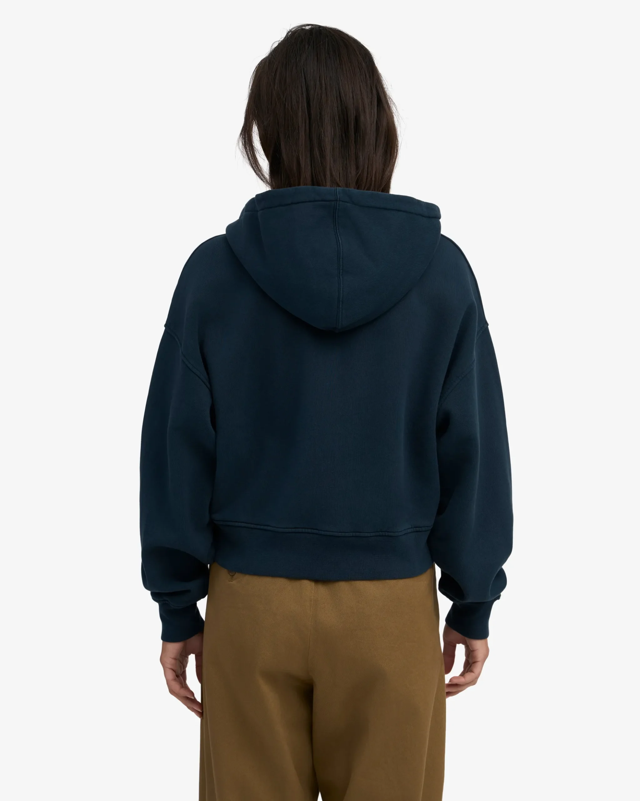 Organic Crop Zip Hood - Navy Blue