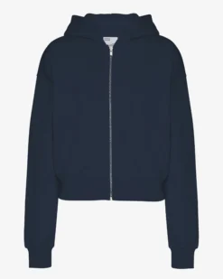 Organic Crop Zip Hood - Navy Blue