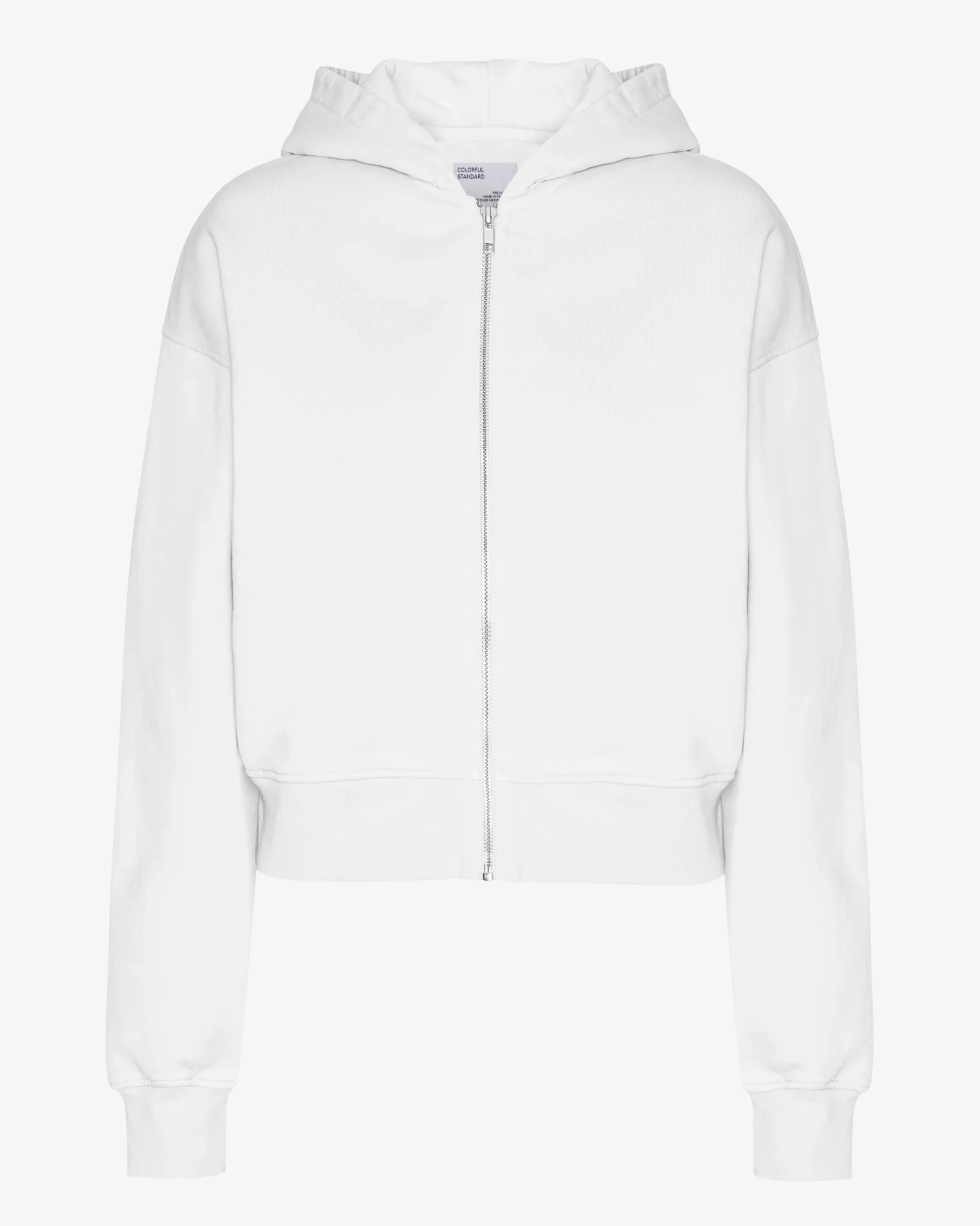 Organic Crop Zip Hood - Optical White
