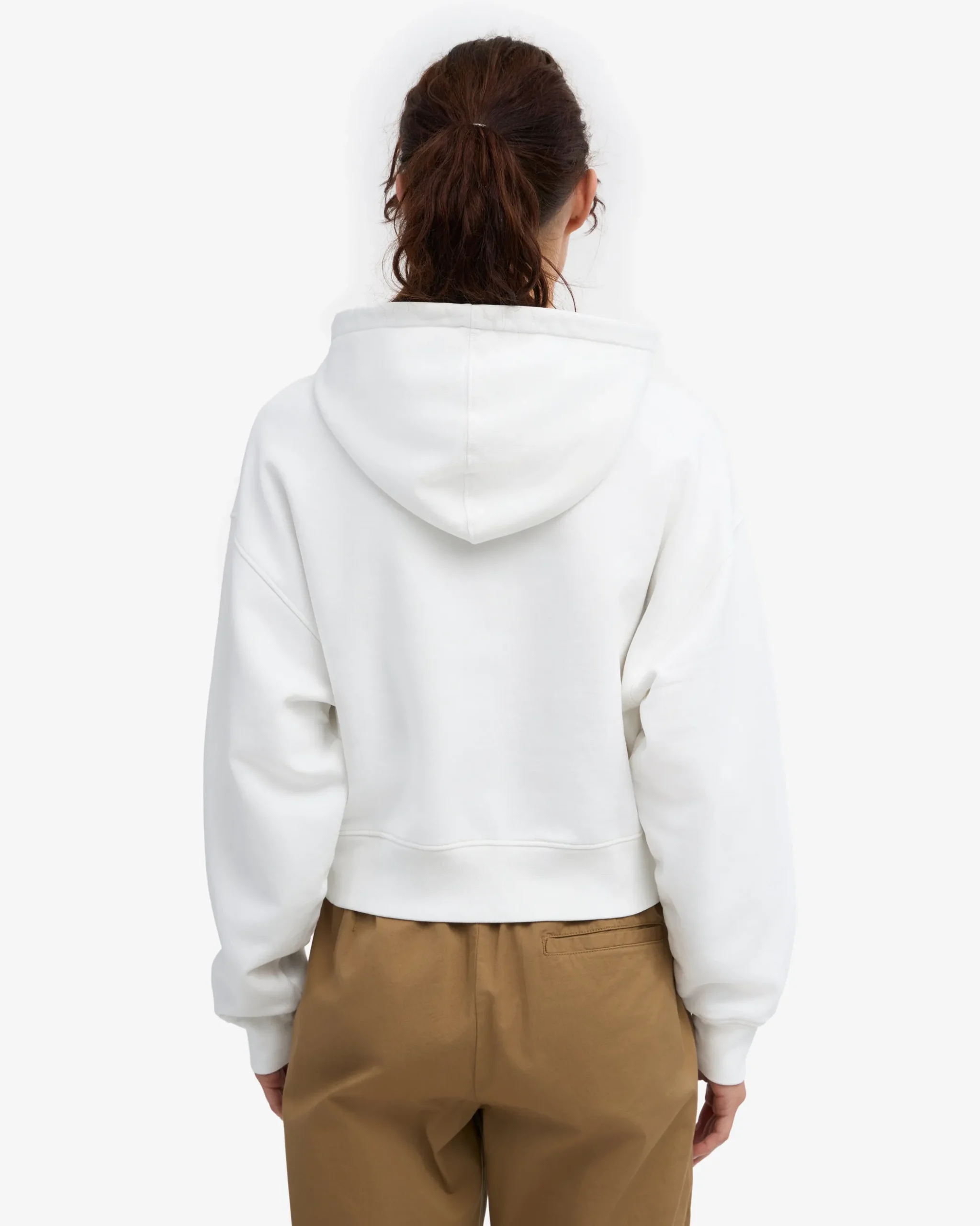 Organic Crop Zip Hood - Optical White