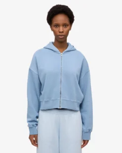 Organic Crop Zip Hood - Seaside Blue