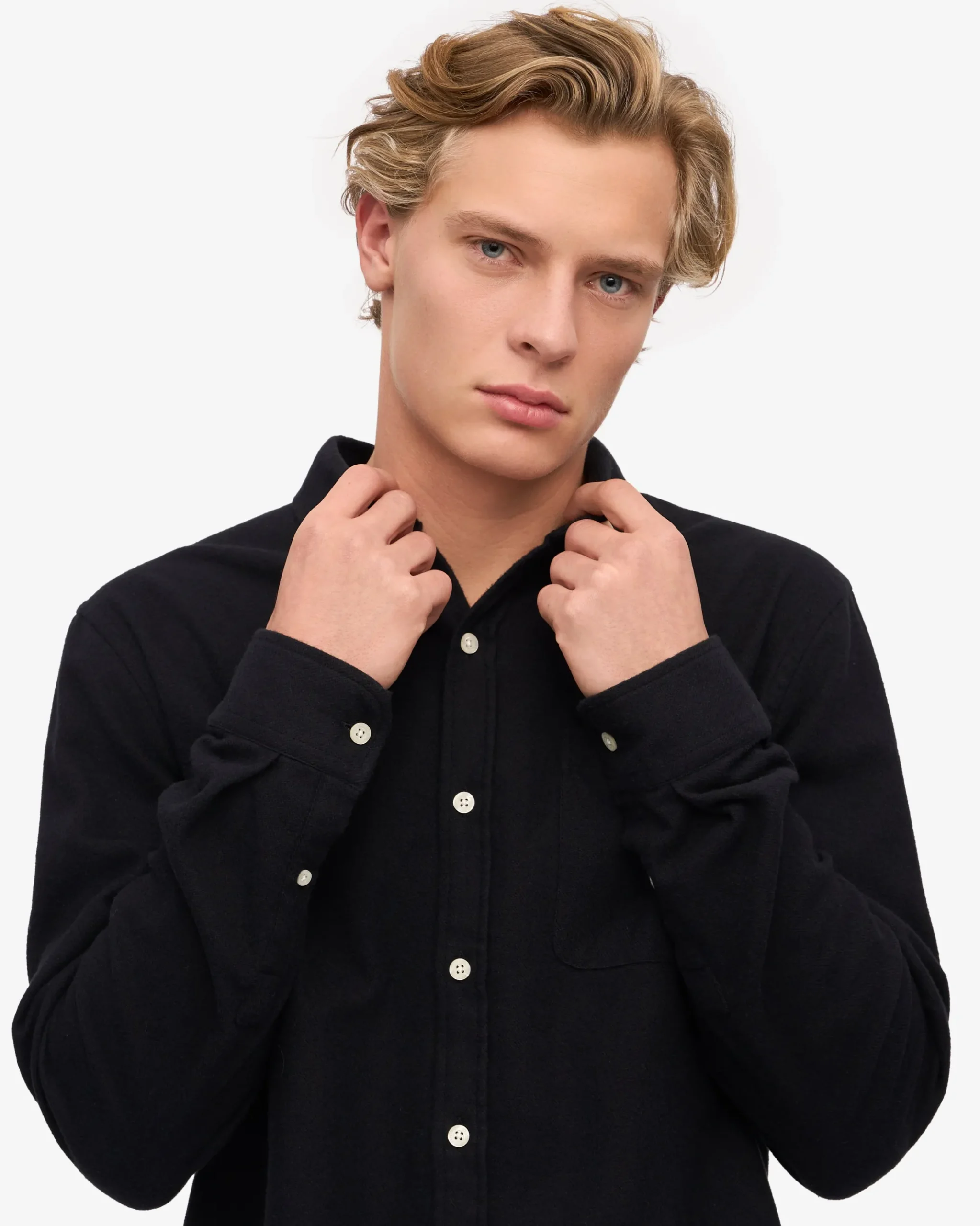 Organic Flannel Shirt - Deep Black