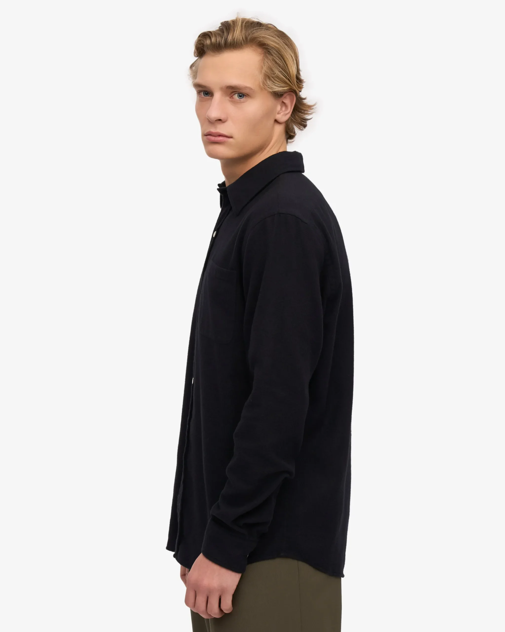 Organic Flannel Shirt - Deep Black