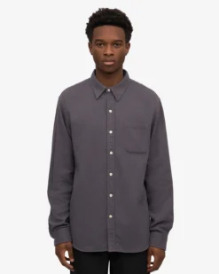 Organic Flannel Shirt - Lava Grey