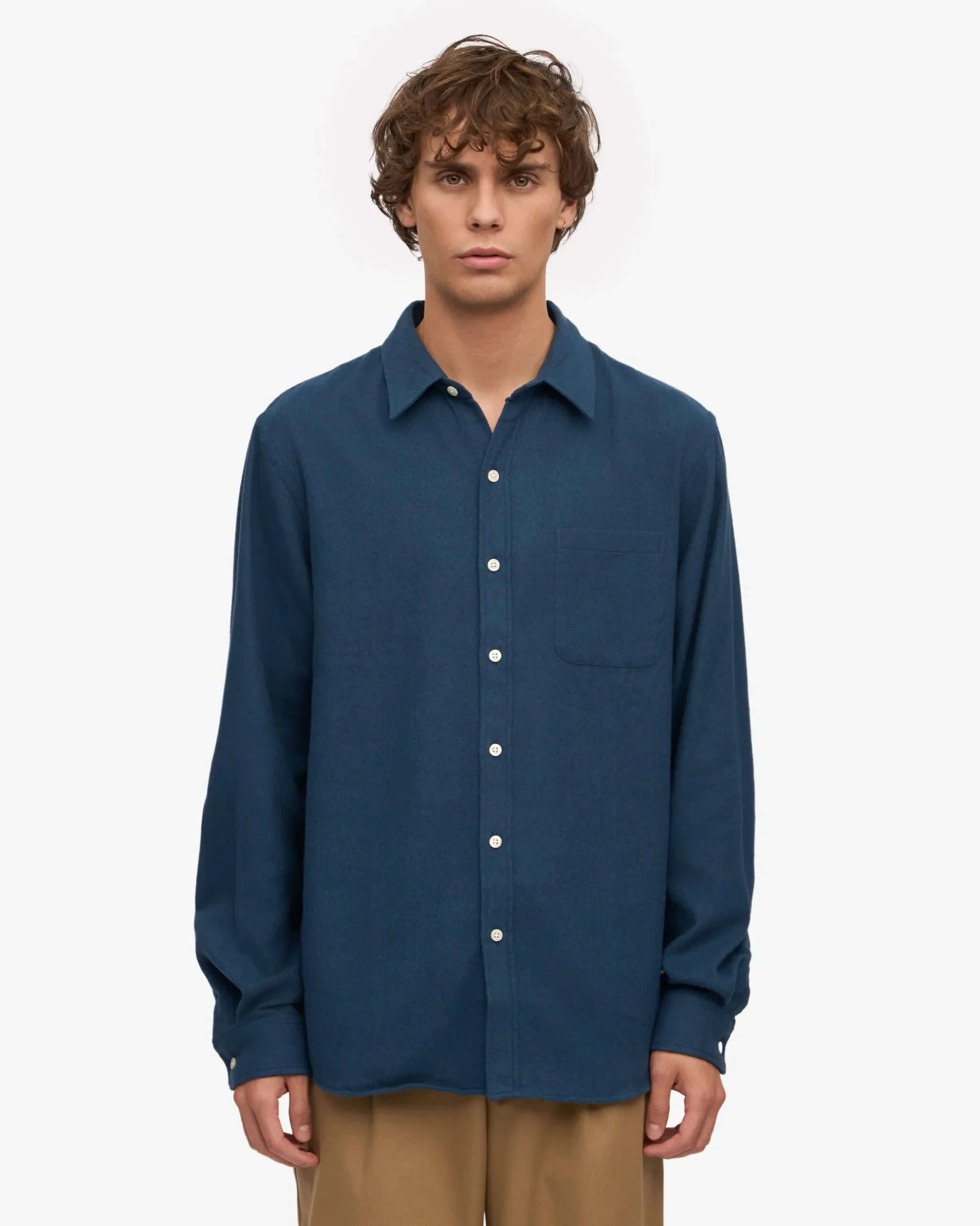 Organic Flannel Shirt - Marine Blue