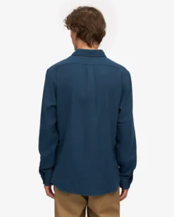 Organic Flannel Shirt - Petrol Blue