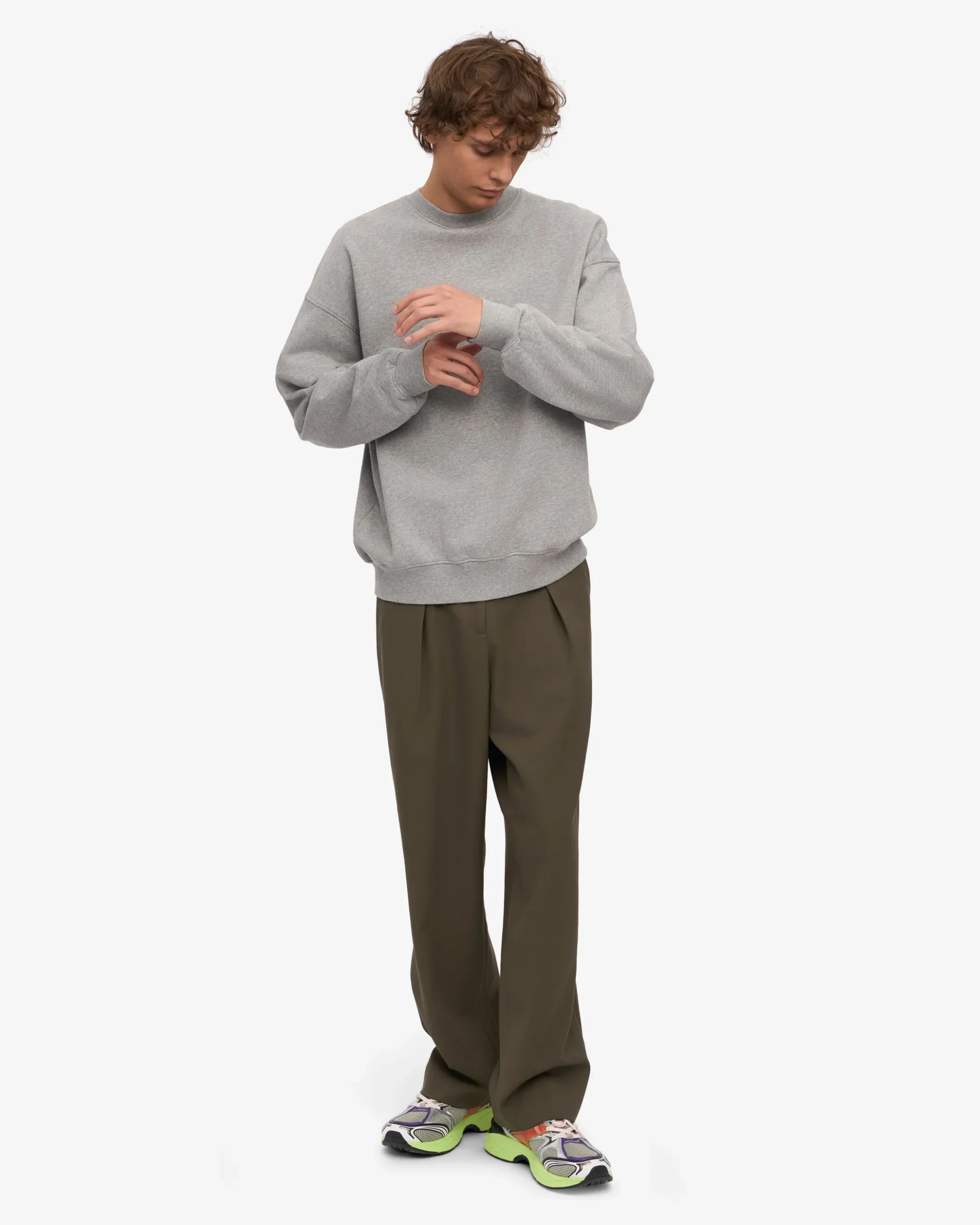 Organic Oversized Crew - Heather Grey