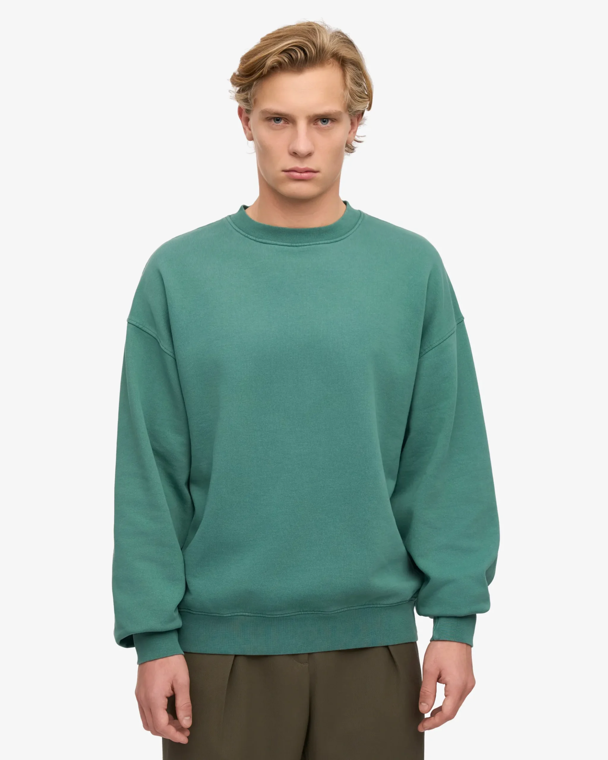 Organic Oversized Crew - Pine Green