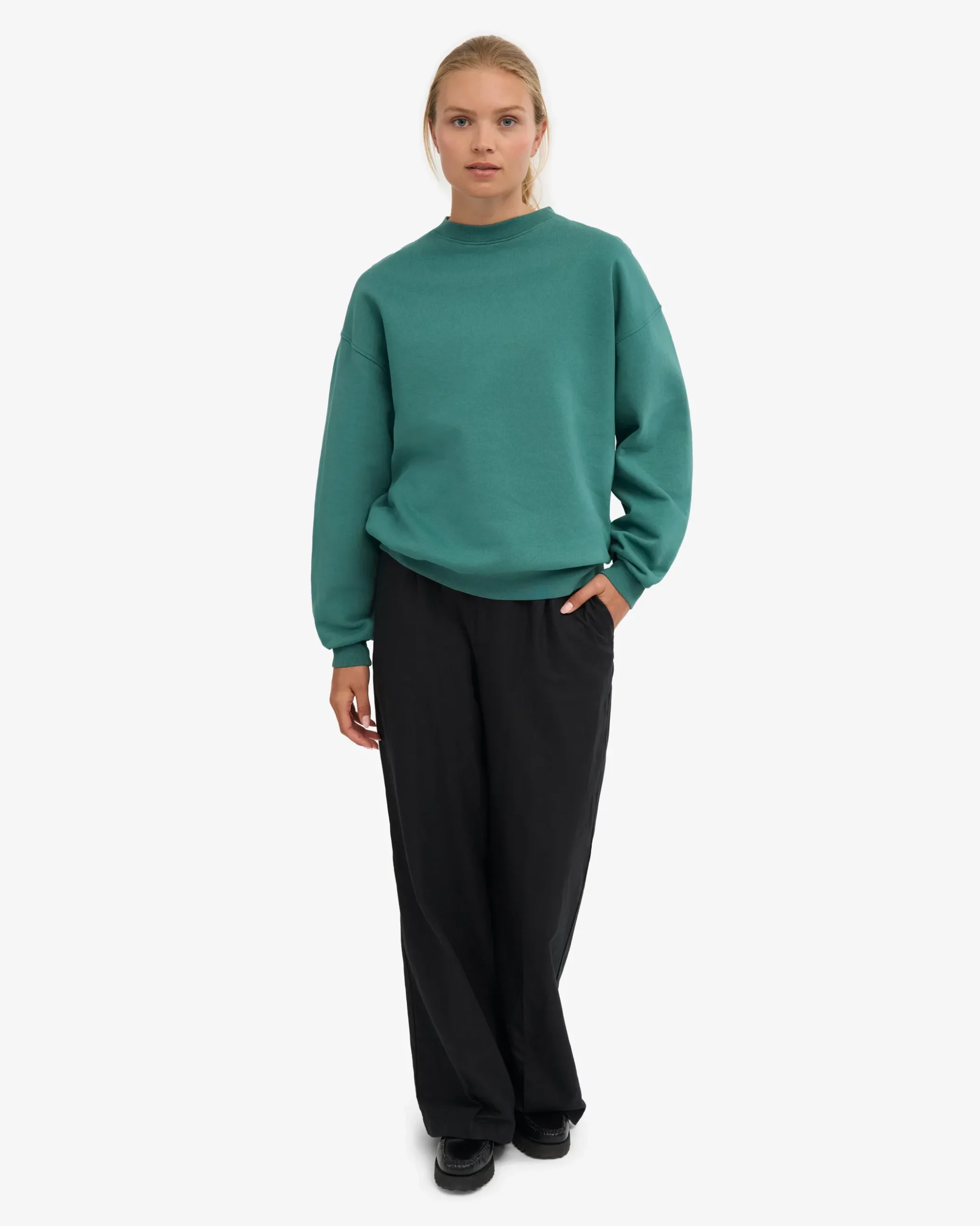 Organic Oversized Crew - Pine Green