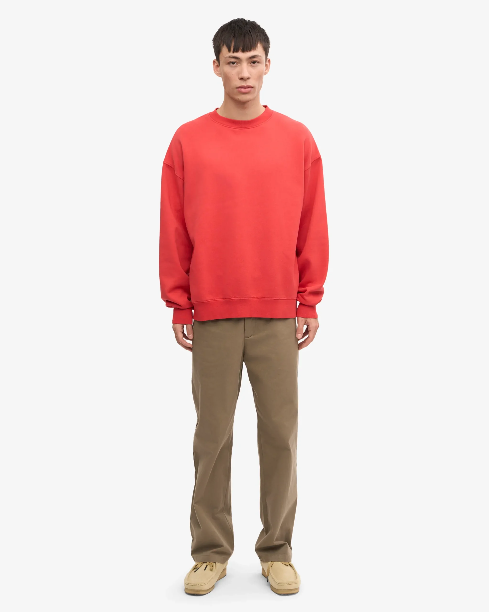 Organic Oversized Crew - Red Tangerine