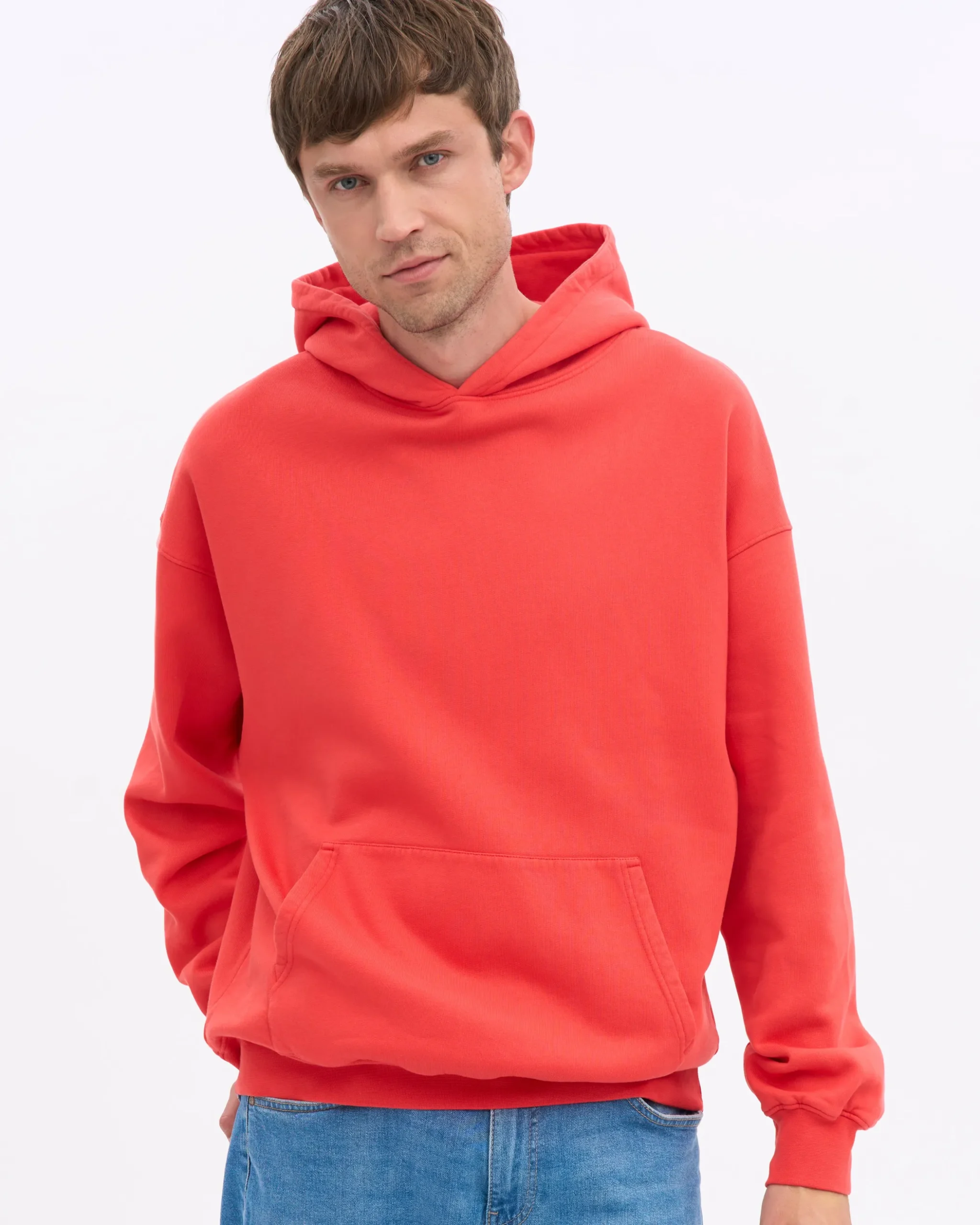 Organic Oversized Hood - Red Tangerine