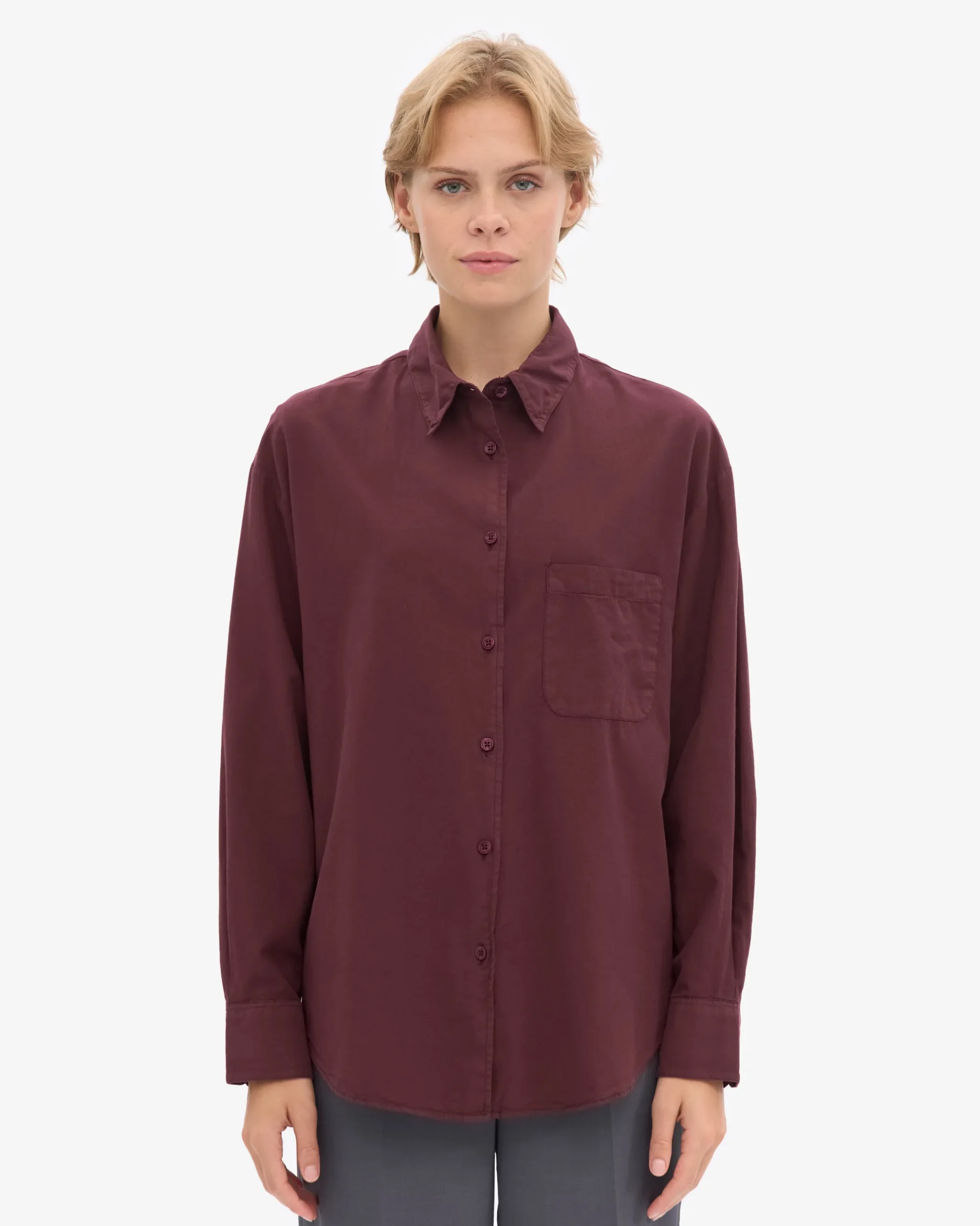 Organic Oversized Shirt - Oxblood Red