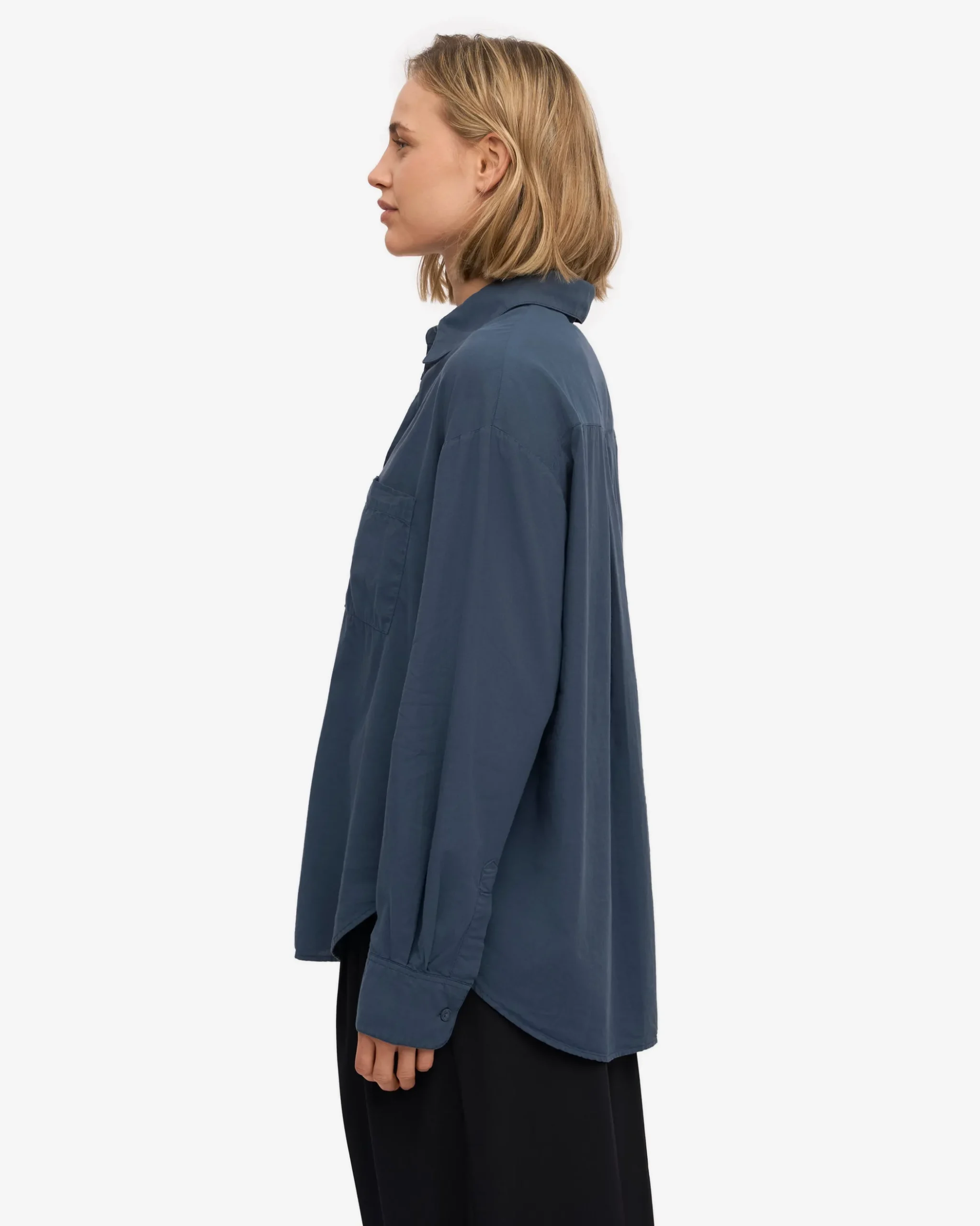 Organic Oversized Shirt - Petrol Blue
