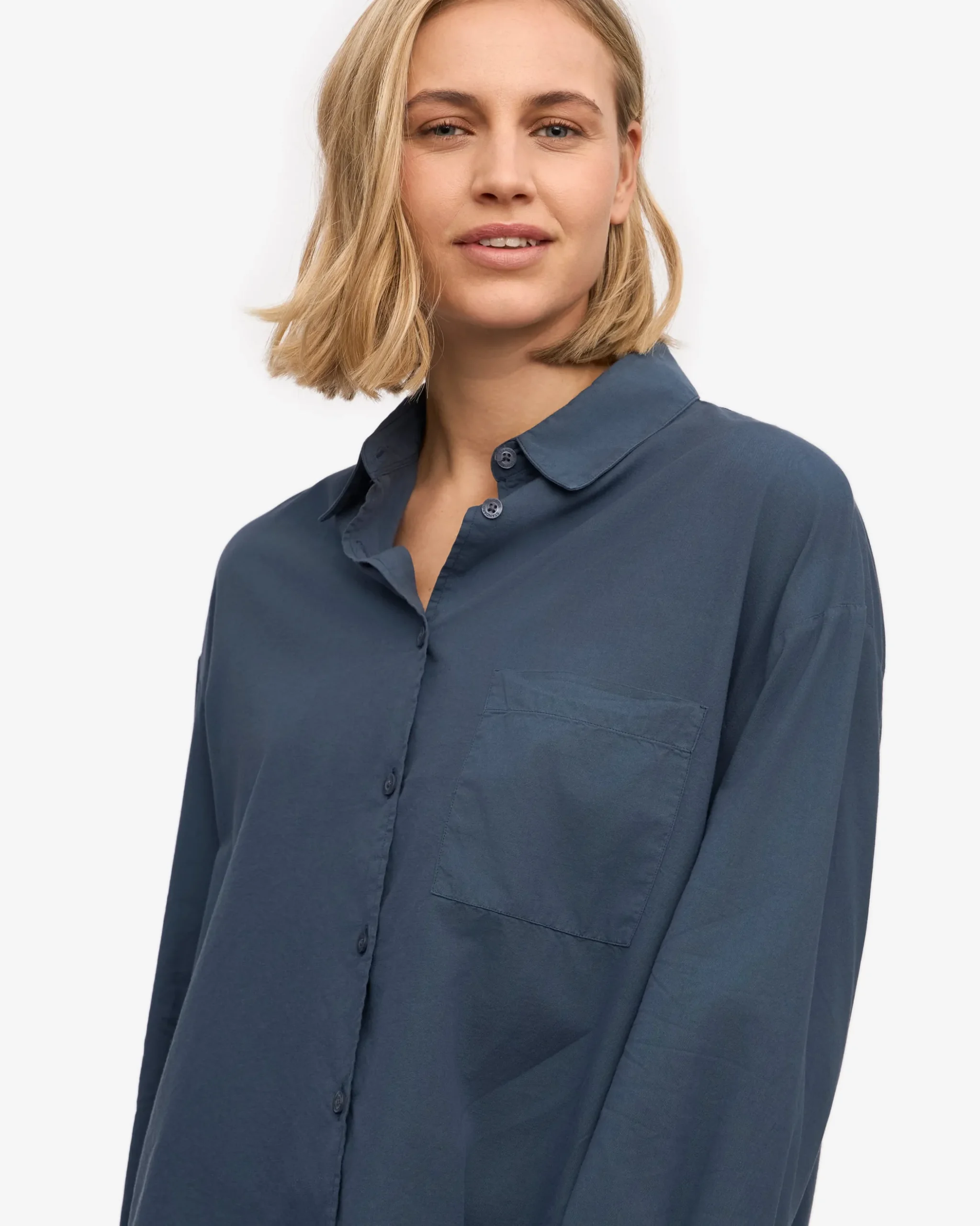 Organic Oversized Shirt - Petrol Blue