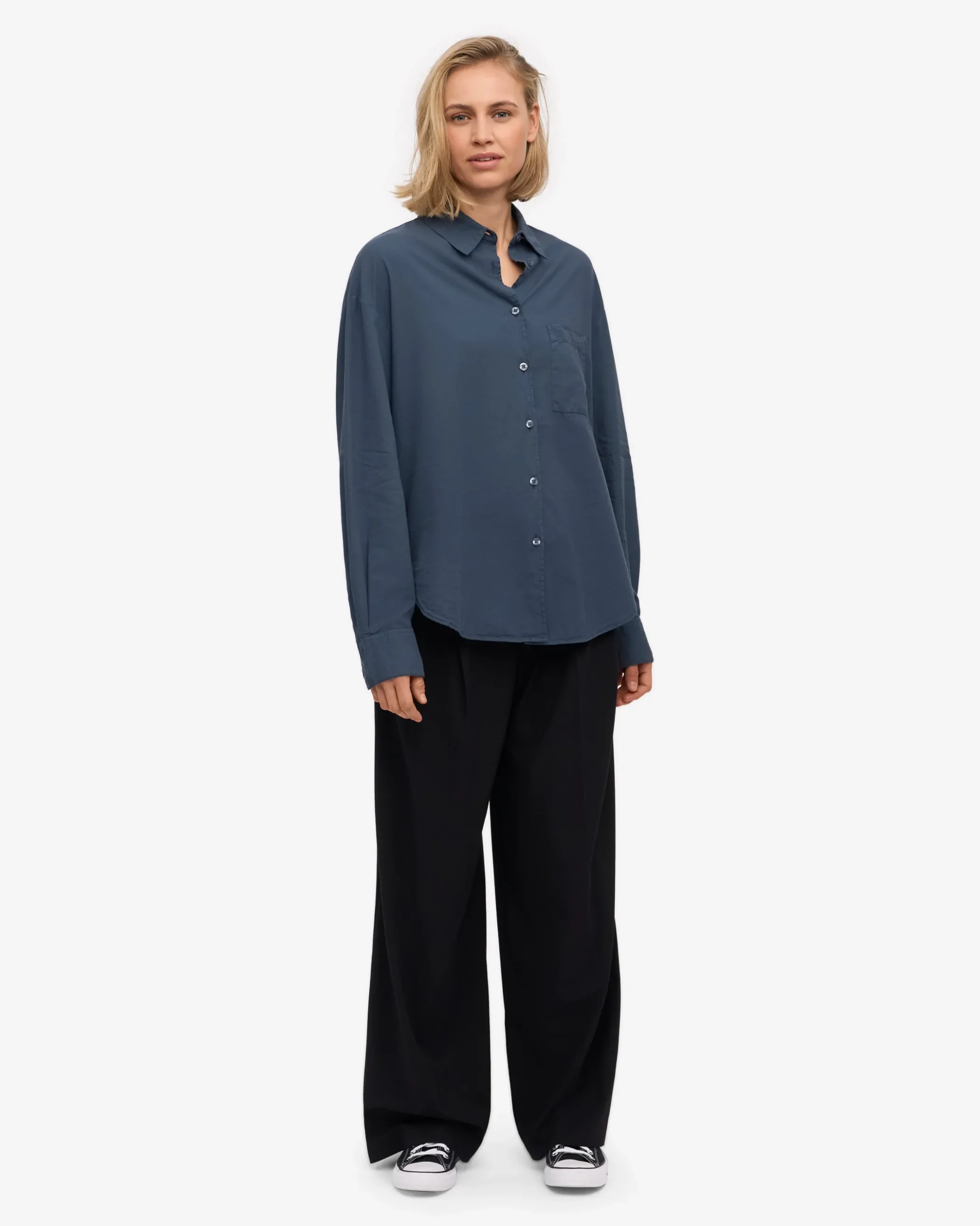 Organic Oversized Shirt - Petrol Blue