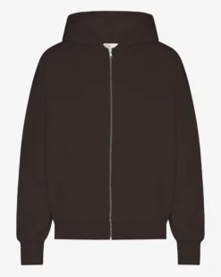 Organic Oversized Zip Hood - Coffee Brown