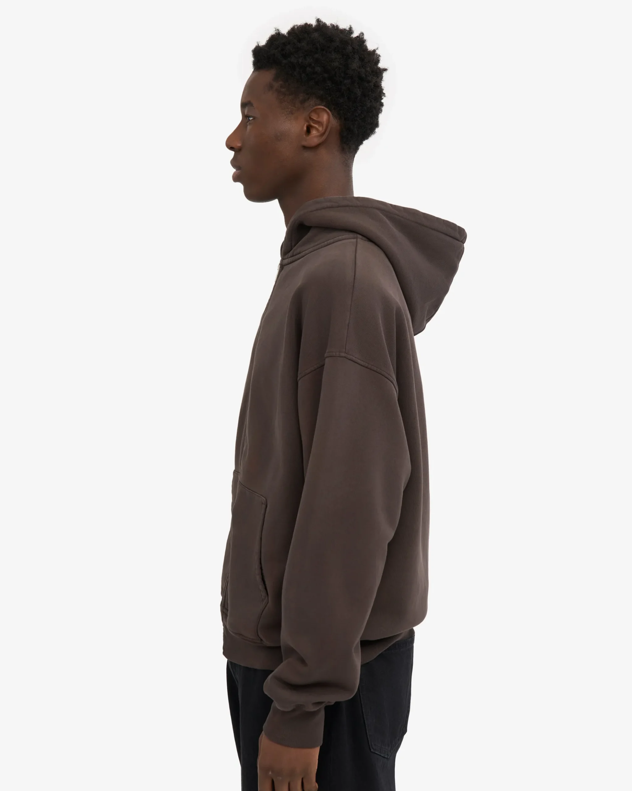 Organic Oversized Zip Hood - Coffee Brown