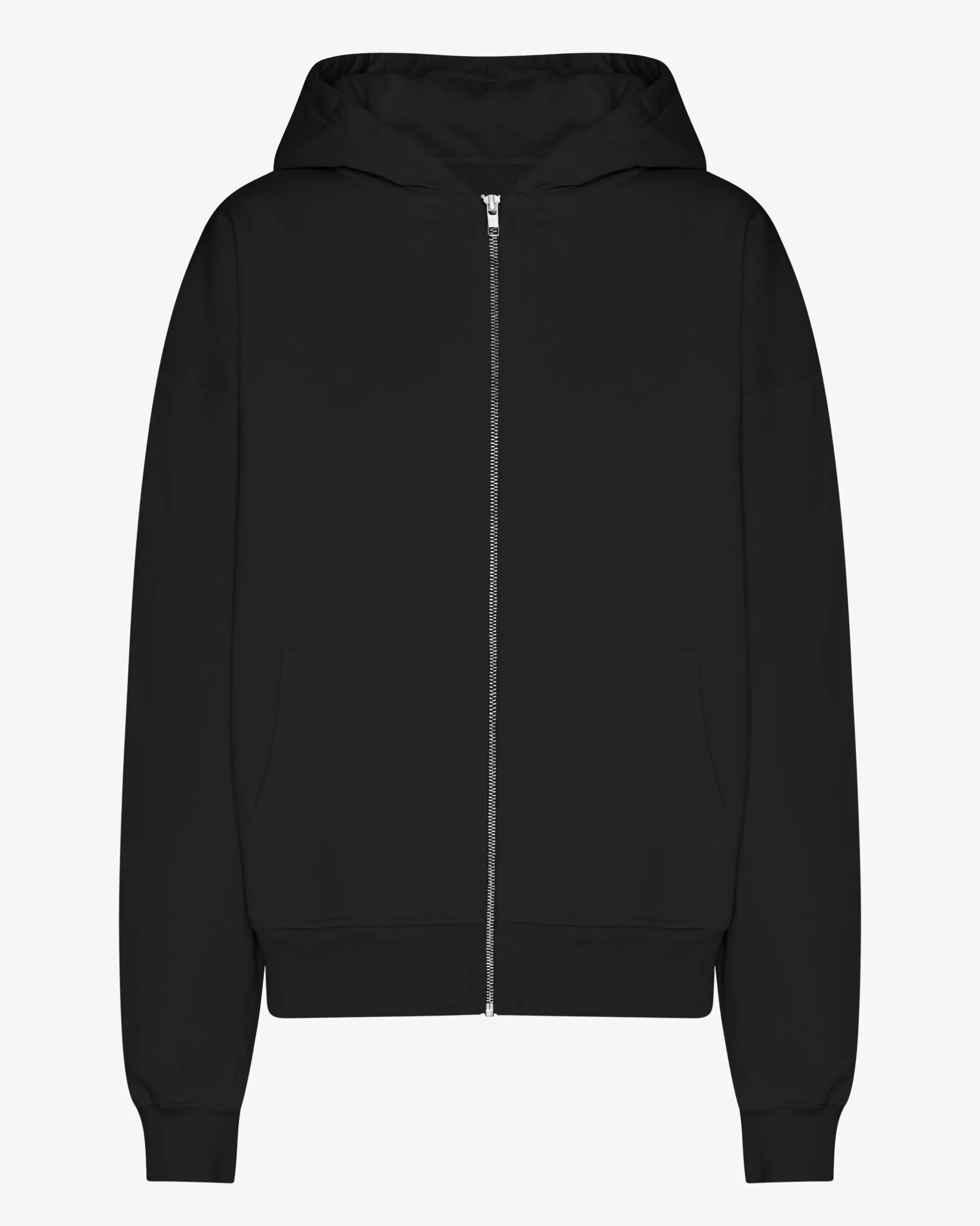 Organic Oversized Zip Hood - Deep Black