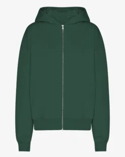 Organic Oversized Zip Hood - Emerald Green