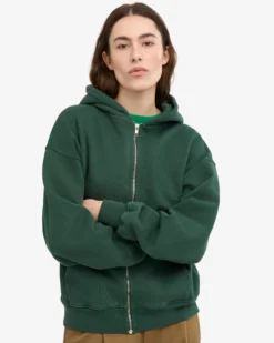 Organic Oversized Zip Hood - Emerald Green