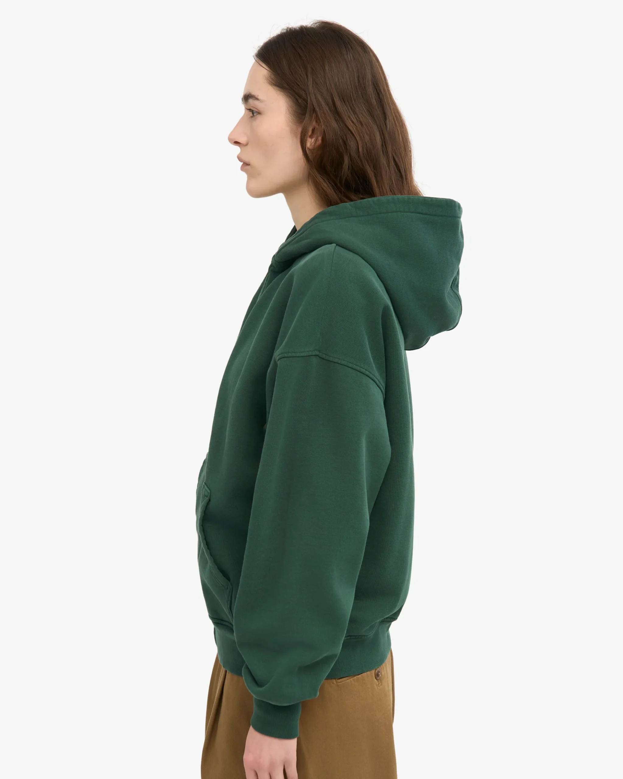 Organic Oversized Zip Hood - Emerald Green