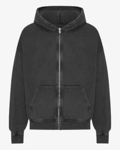Organic Oversized Zip Hood - Faded Black