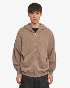 Organic Oversized Zip Hood - Faded Khaki