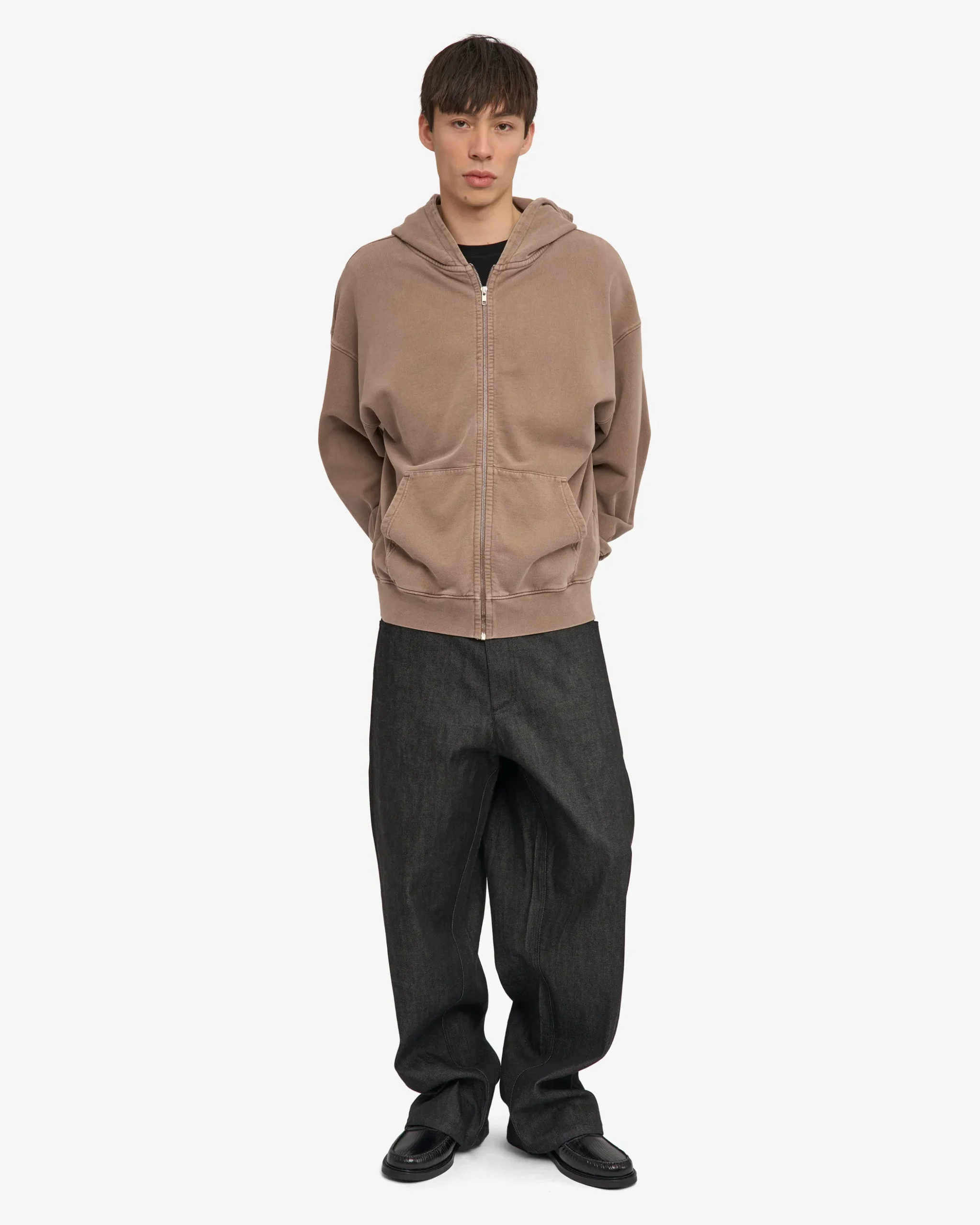 Organic Oversized Zip Hood - Faded Khaki