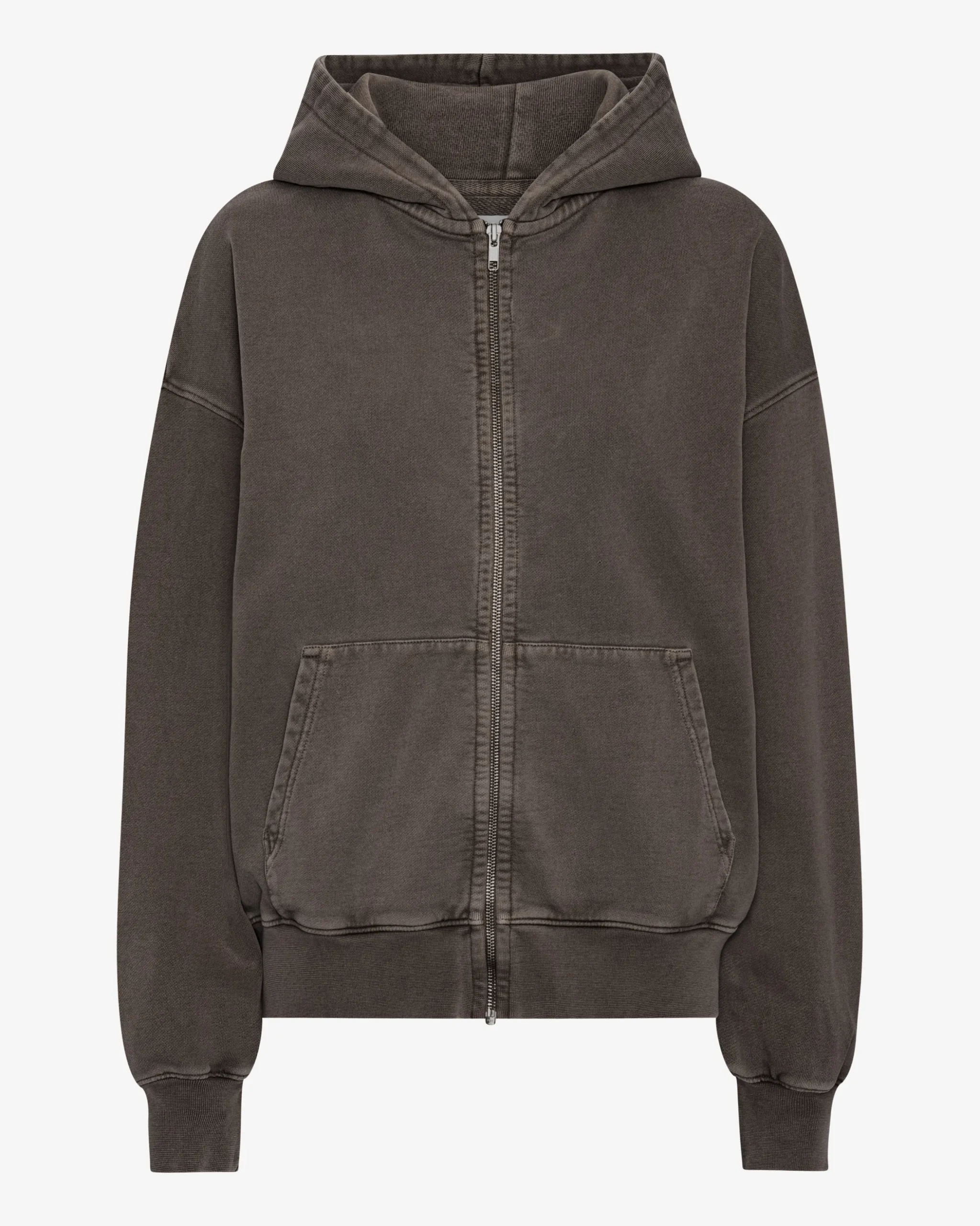 Organic Oversized Zip Hood - Faded Mud