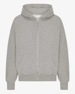 Organic Oversized Zip Hood - Heather Grey