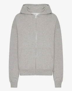Organic Oversized Zip Hood - Heather Grey