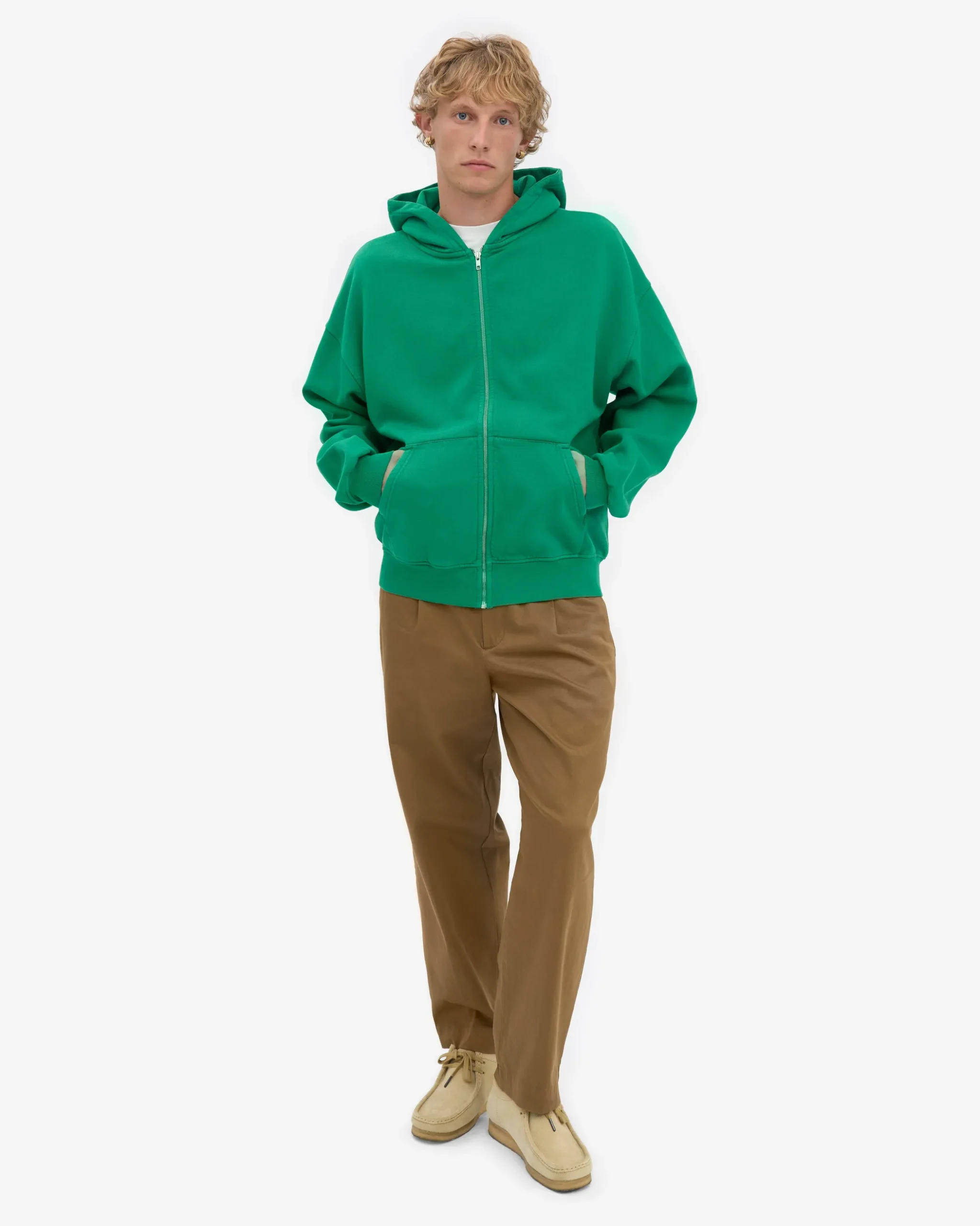 Organic Oversized Zip Hood - Kelly Green