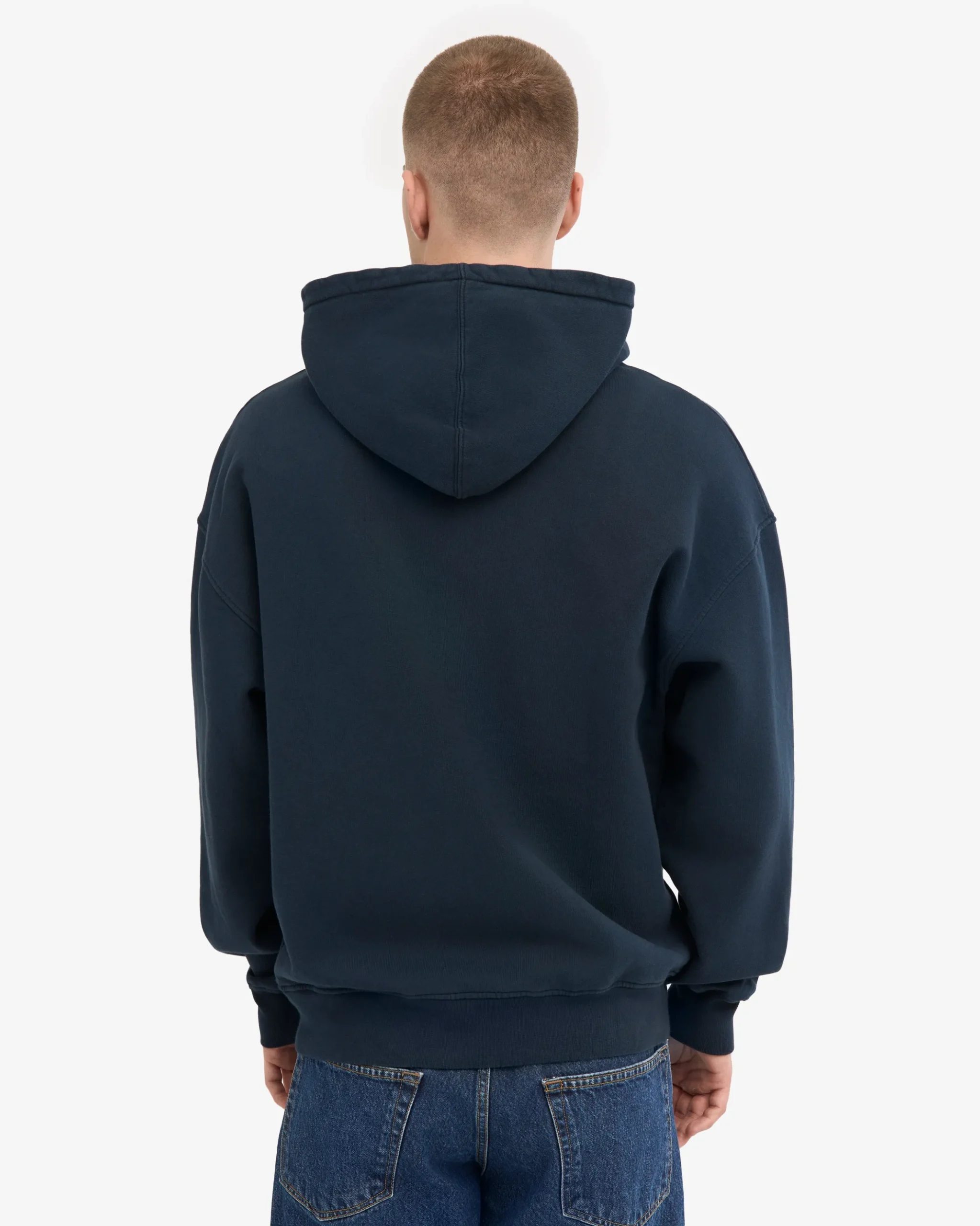 Organic Oversized Zip Hood - Navy Blue