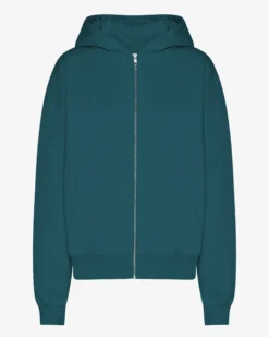 Organic Oversized Zip Hood - Ocean Green