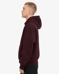 Organic Oversized Zip Hood - Oxblood Red