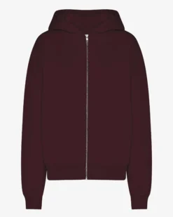 Organic Oversized Zip Hood - Oxblood Red