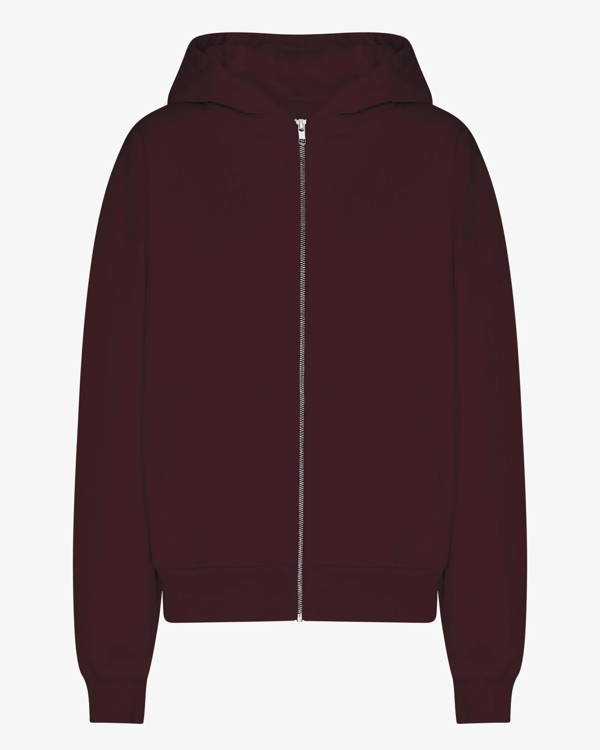 Organic Oversized Zip Hood - Oxblood Red