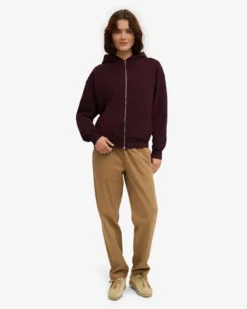 Organic Oversized Zip Hood - Oxblood Red