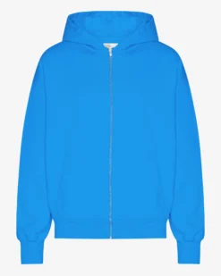 Organic Oversized Zip Hood - Pacific Blue