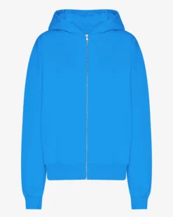 Organic Oversized Zip Hood - Pacific Blue